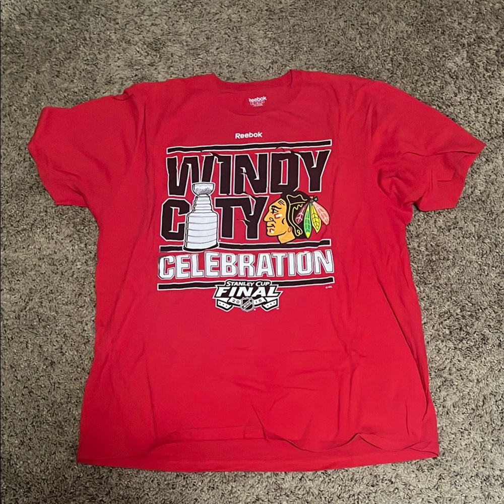 Reebok Red BlackHawks Stanley Cup Celebration Tee